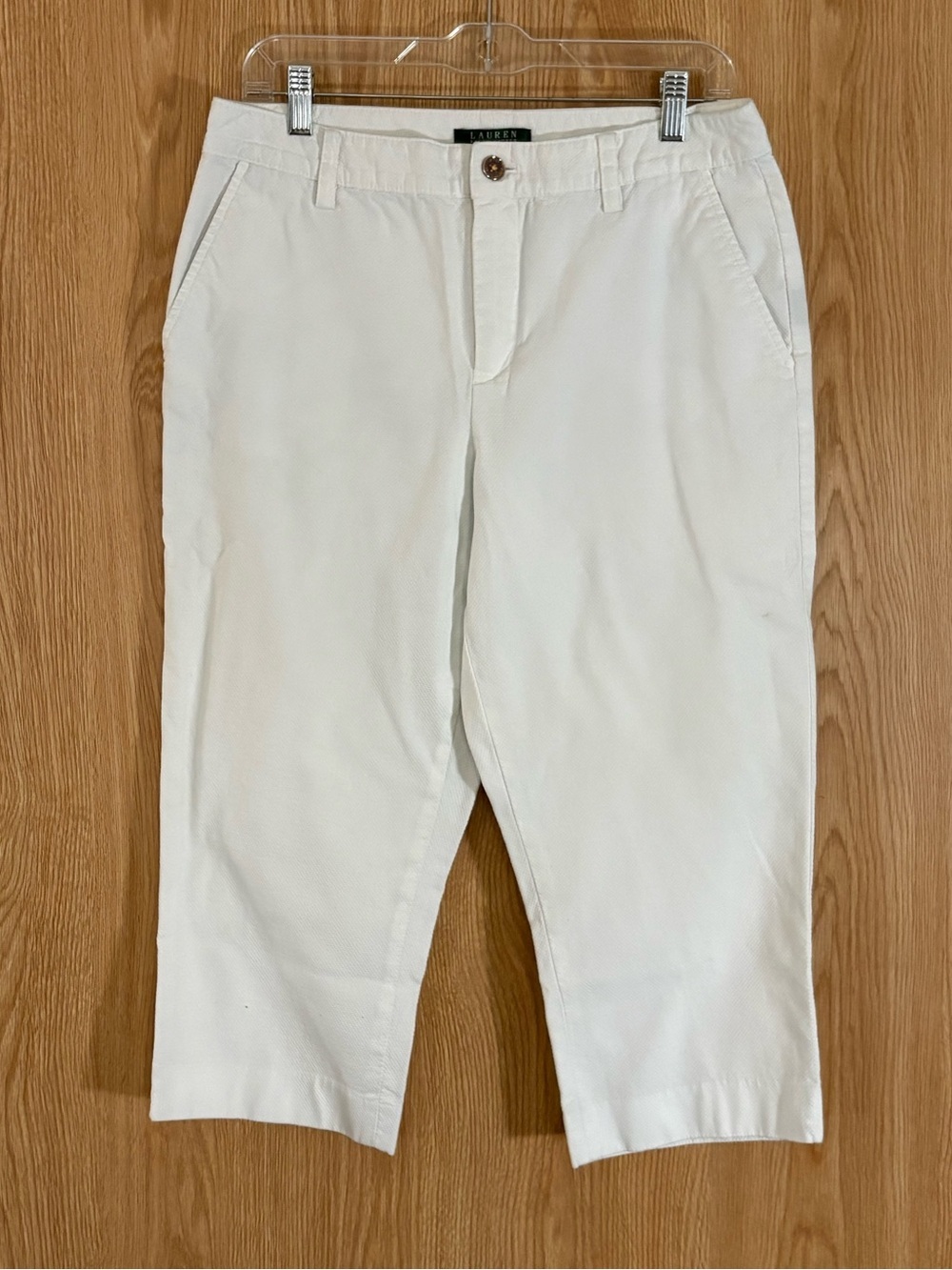 Ralph Lauren White Cropped Office Business Casual Pants